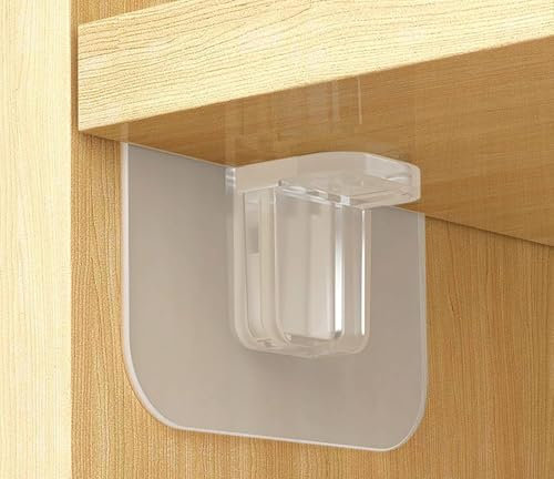 20er-Pack selbstklebende Schrankregalhalter, Regalträger, Regalträger ohne Bohren, Halterung für Regale, Kleiderschränke, Kleiderschränke, Glashalter, transparent