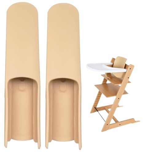 GXGM 2 Stück Erweitertes Gleiterset Kompatibel Für Stokke Tripp Trapp Hochstuhl, Kompatibel Mit Tripp Trapp Modellen,Kinderhochstuhl-Zubehör,Fußabdeckung Sicherheit (Holzfarbe)