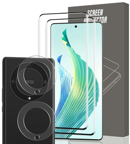 Gelaasso 2+2 Piezas Protector de Pantalla para Honor Magic 5 Lite Cristal Templado y Protector de cámara, 9H Anti-Rayaduras, Transparente HD Cristal Templado para Honor Magic 5 Lite