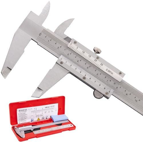 Spurtar Messschieber 150mm / 6 Zoll Schieblehre Messschieber Analog für Durchmesser Tiefe Schritt Messgenauigkeit: 0.02mm / 0.001'' für Haushalt DIY Schmuck Holzbearbeitung