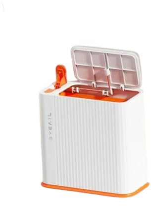 F Fityle Poubelle Poubelle avec couvercle à pression Corbeille à papier domestique Poubelle mince pour bureau Coiffeuse Maison, Blanc Orange