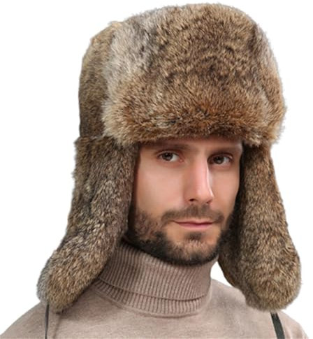 LSFYSZD Men Women Faux Fur Trapper Hat Winter Thick Furry Ushanka Earflap Cap Windproof Cycling Ski Hunting Hats with Ear Flap (Brown, ONE Size)