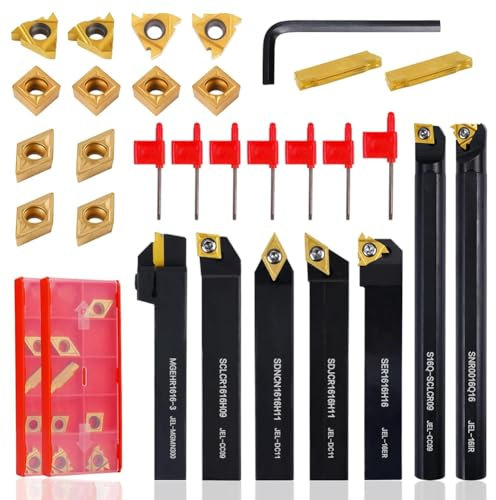 Okeeyseda Herramienta de Torneado Indexable para Torneado, Mandrilado, Ranurado, Corte y Roscado, Herramienta de Torneado de Carburo