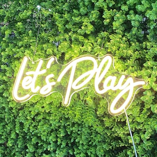 Let's Play Neon Sign Lets Play Sign LED Light Kids Playroom Decor Kids Wall Art Boho Playroom wall art Neon Lights for party Game Room Signs (Warm White - Small size 16x7)