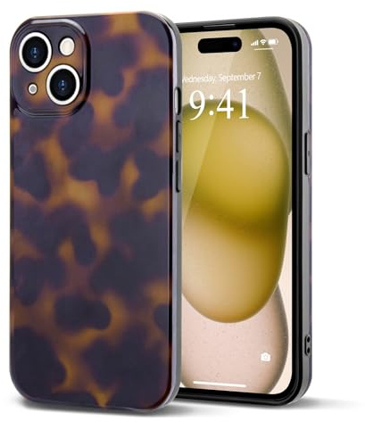 Teageo Stylish Slim Case for iPhone 14, Yellow amber leopard print | Camera Protection, Fashion Phone Case, Shockproof Ultra Thin Cover, for Women Girls