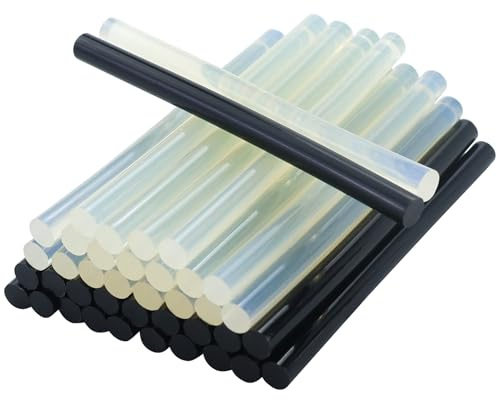 Hot Glue Sticks Set, 20 Pcs Black and 20 Pcs Clear Glue Stick, Mini Hot Melt Glue Sticks for Glue Gun (7mm x 100mm)