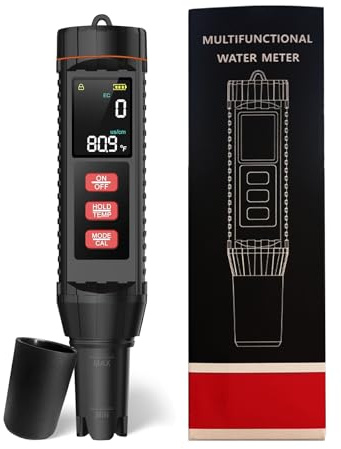 alouweekuky ph wert messgerät Pool 7 in 1 - ph Tester Pool digital für ORP TDS Salt EC Tester für Aquarium,Hydrokultur, Salzwasser Pool, Whirlpool