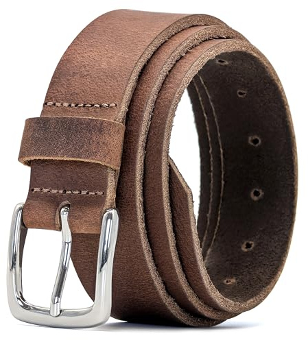 Ashford Ridge 35mm Real Leather Belt - Made in Dorset, England - Mens - Womens - Unisex for Jeans and Trousers - Soft Vintage Brown Large (Nickel Free)