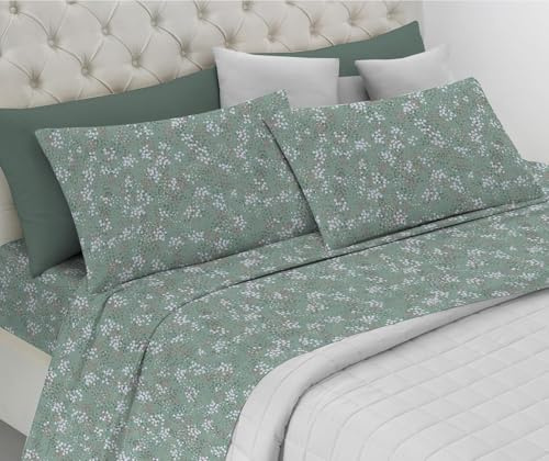 Riad Arredo Set Completo Letto 100% Cotone Morbido - Set Lenzuola con federe Mano Delicata Made in Italy (Smooth Verde, Matrimoniale Maxi)