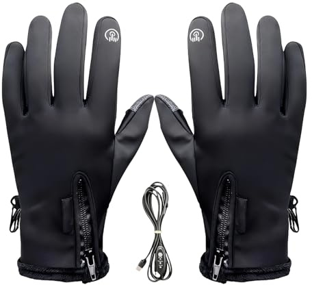 Gants chauffants - Manique chauffante pour les mains avec écran tactile, gants de ski chauffants avec contrôle de la température à 3 niveaux | Prise USB pour activités de plein air chasse