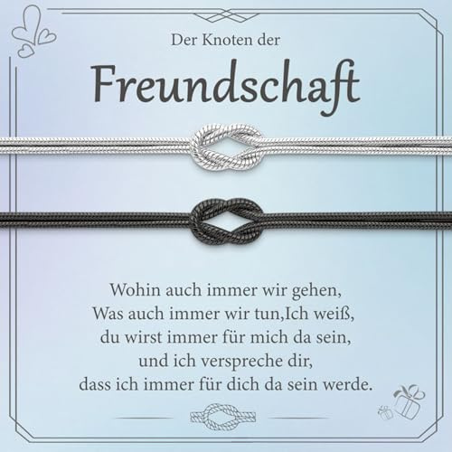 2 Stück Partner Armbänder Knoten Armband Damen, Freundschaftsarmbänder