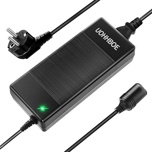 UOHHBOE Convertidor de Corriente 12V 10A Transformador CA a CC 220V a 12V con Encendedor de Cigarrillo para Coche, Fuente de Alimentación para Infladores, Aspiradoras y Limpiadores de Auto