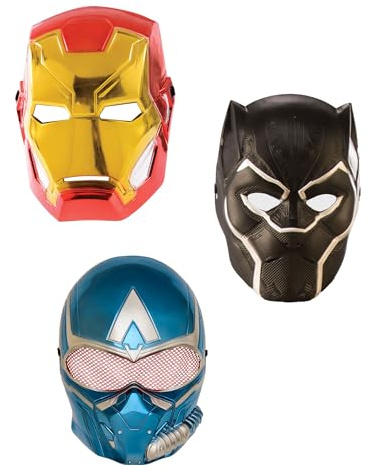 Rubies Official Marvel Mask Bundle, Includes Iron Man, Black Panther & Captain America, Kids, Children's Fancy Dress