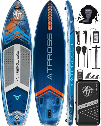 ATPROSS Stand Up Paddling Board mit Sitz & Zubehör Set, 320x84cm Extra Breit SUP Board für 2 Personen, 200kg Tragkraft, Rutschfestes Stand Up Paddle zum Surfen