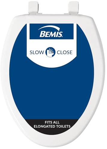 Bemis, 7300SLEC, sedile WC a chiusura lenta, cerniere facili da pulire, sedile in plastica resistente, allungato, bianco