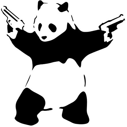 decorsfuk.co Banksy Panda with Guns | Wall art graffiti vinyl Sticker | Urban Art Window, Car, Laptop Decal (Small - 13x13cm)
