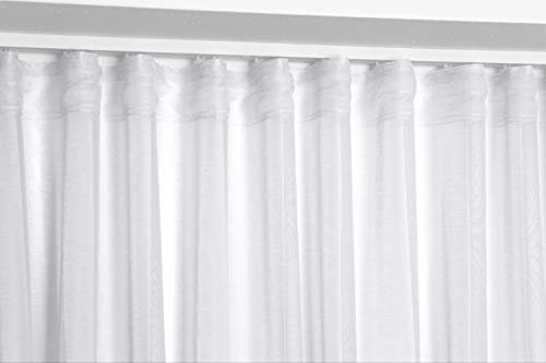 BEAUTEX Vorhang mit U-Band 290x250 cm (Farbe Wählbar) transparente Kräuselband Gardine, Dolly (Weiß)