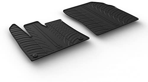 Set tapis de caoutchouc compatible avec Citroën Berlingo / Opel Combo E / Peugeot Partner Cargo 12/2018-9/2019 (T Profil 2-pièces + clips de montage rond), Noir