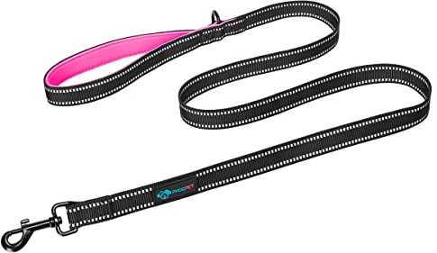 PHOEPET Strapazierfähige Hundeleine, reflektierend, weich gepolsterter Griff für zusätzliche Kontrolle, Größe L, Pink