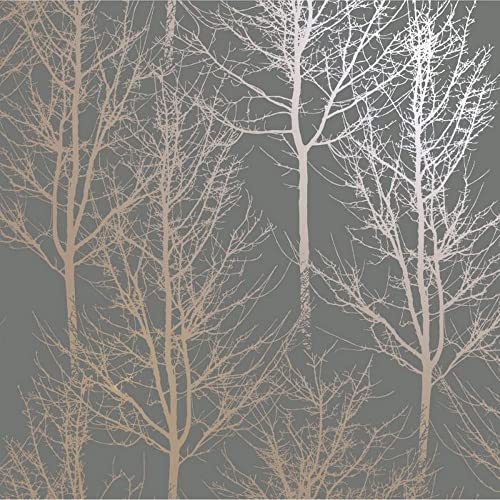 Rhea Trees 90761 Indulgence Wallpaper Dark Grey Rose Gold 10.05 m x 0.53 m