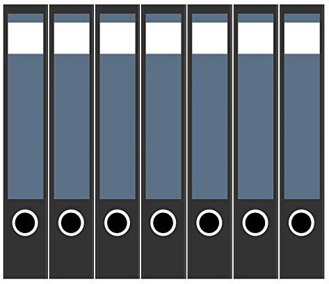 Ordneretiketten | 7 Aufkleber für schmale Akten-Ordner | Dunkel Grau | selbstklebende Design Akten-Etiketten | Deko Sticker für Rückenschilder Ordnerrücken | zum Beschreiben
