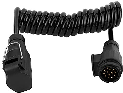 Onewer Anhängerverkabelung,1.6m 13-polig auf 13 Polig Adapter,13pin Auf 13pin Adapterkabel AnhäNgerstecker VerläNgerungsfederkabel FüR Auto Wohnwagen Wohnmobil (1,6 M)