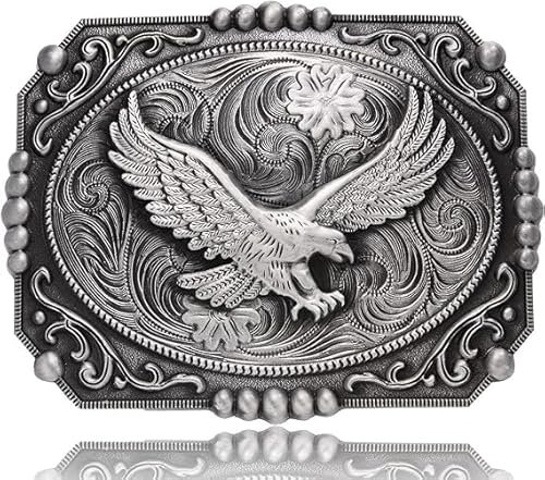 Btilasif Soaring Adler Gürtelschnalle für Herren Western Cowboy Texas Rodeo Gürtelschnalle Geschenke für Halloween Weihnachten, 1# Hochfliegender Adler, Medium