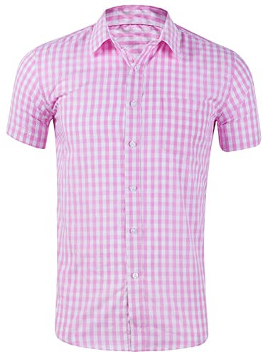 Générique Chemisette Masculine Chemise décontractée à Carreaux pour Hommes avec Poche à Manches Courtes et col Rabattu Chemise Formelle à Boutons Chemises Homme Dégagement Manches Longues