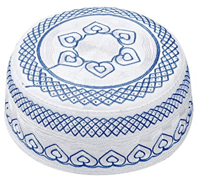 NICEYEA Männlicher Muslimischer Gebetshut mit Stickerei Türkei Skull Cap Prayer Namaz Beanie Moslem Herren Kopf Mütze Ägyptische Türkisch Arabisch Islamische Hijab Islam Mann Stickerei Hut