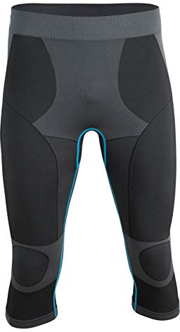 Sous-vêtement fonctionnel sans coutures Base Layer - Sous-vêtements de sport et de ski - Pantalon 3/4 fonctionnel - Short - T-shirt à manches longues ou à manches courtes, Gris - Pantalon 3/4, M/L