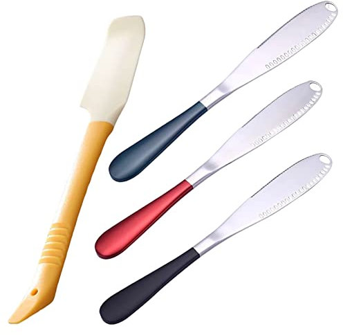 4Pcs Butter Curler Butter Spreader Knife Stainless Steel Corn Butter Knife and Curler Serrated Butter Grater for Cold Butter Slicer