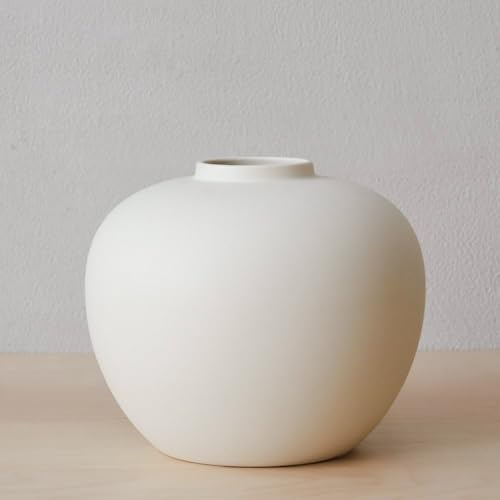 Full Moon Designed Vase, Shaping Flower Art and Displaying Hydroponic Plants, 6.5 × 7.2 (Matte Crème)