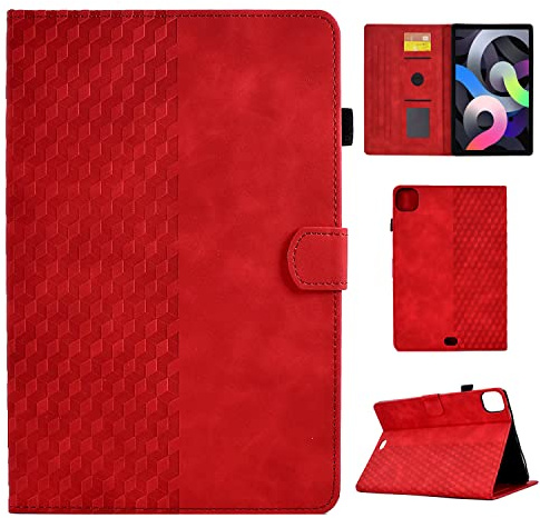 CASAFUNY Hülle für iPad Air 11 Zoll (M3/M2 2025/2024)，iPad Air 6/5/4 Gen 10,9 Zoll (2022/2020), PU Leder Tablette Schützhülle Multi-Winkel Ständer Cover mit Auto Schlaf/Wach Smart Case, Red