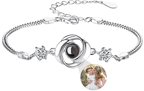 ASD Jewerly Herz-Armband Mit Bild Innen - Benutzerdefinierte Personalisierte Foto-Projektion Armband - Memorial Geschenk für Frauen, Freundin, Mom