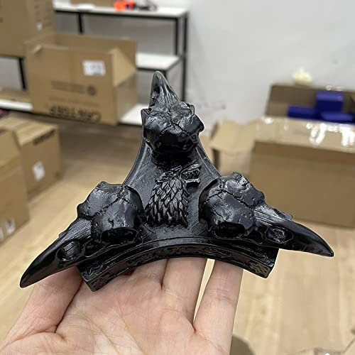 Crow Six Pointed Star Ram Skull Statue Resin Crafts Ornaments Crystal Ball Base Home Decoration,Gothic Crow