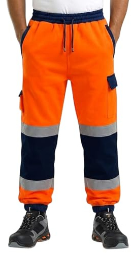 Hi Vis Reflective Safety Security Joggers Jogging Bottoms Trousers Sweat Pants Railway GO/RT