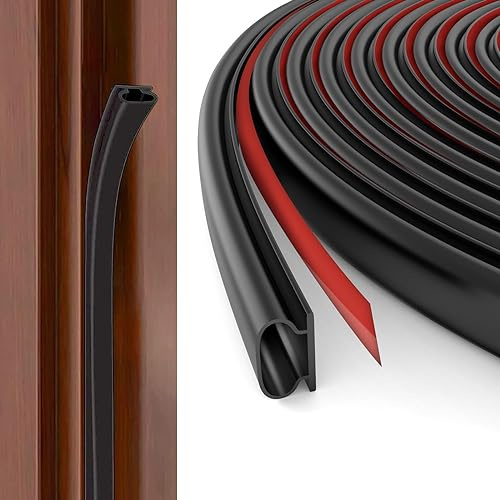 Hejo Dichtungsband Selbstklebend, 6m D Form Fensterdichtung, Wasserdichte Gummidichtung, Schall- und staubdichte Türdichtung für Tür und Fenster (Schwarz)