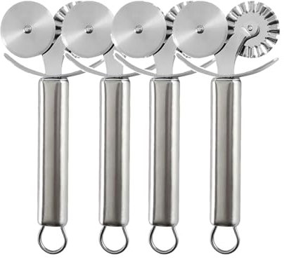 EUROXANTY-Corta Pasta y Pizza Doble Rueda Profesional de Acero Inoxidable para Uso en Cocina, Rueda Doble Afilada de 4 cm de Diámetro, Cortador Multiusos Duradero y fácil limpieza