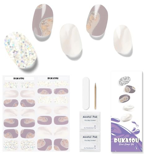 Nagelfolie UV Härtend - 28 Stück Nagelsticker UV Gel Nagelfolien Nagelfolie Selbstklebend Nail Sticker Nagellackstreifen Gel-Nagelaufkleber Art Stickers DIY für Damen Mädchen Weihnachten