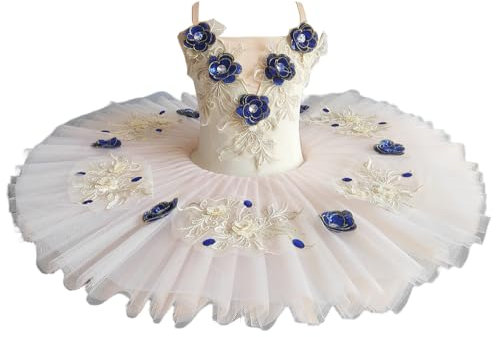 Xytraiihw Weißes Ballett-Tutu Für Mädchen, Professionelles Ballett Ballerina Schwanensee Tanzwettbewerb Kostüm Partykleid,Weiß,150