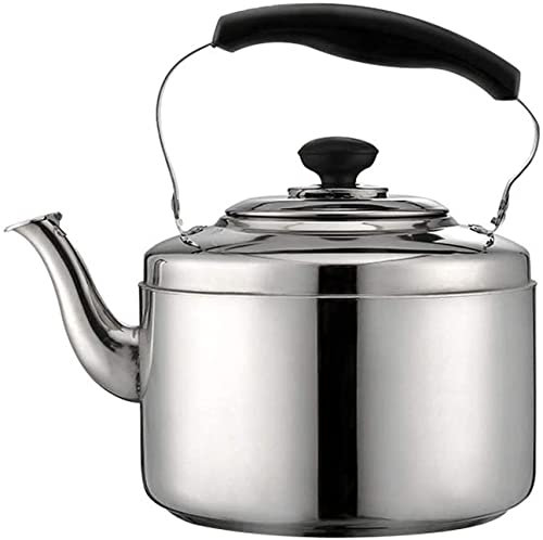 Teekanne für Herd, Campingkessel, Edelstahl-Teekessel, Warmwasserbereiter, Wasserkocher, Hot Pot, Wasserkessel, Teekanne für Herd, Instant-Hot Pot, Teekessel, Warmwasserbereiter, Teekessel (Silber, 6