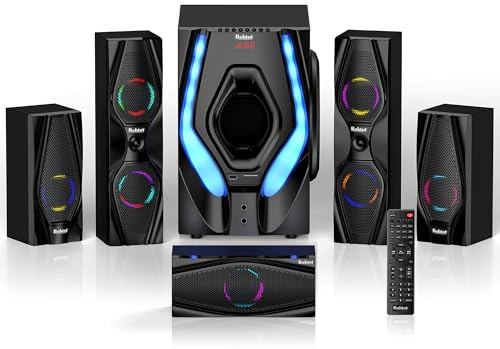 Bobtot Surround Sound Systems Home Theater System - 1200 Watts Peak Power 10 Subwoofer 5.1/2.1 Wired Audio Stereo Speakers Strong Bass with ARC Optical AUX Bluetooth Input