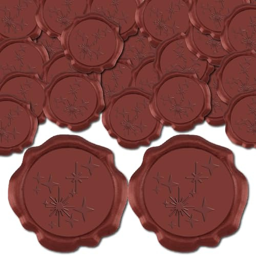 CRASPIRE 100 Pezzo di Adesivi Sigillo di Ceralacca Stella A Sei Punte da 30mm Busta Rossa Classica Timbro Autoadesivo per Invito A Nozze Confezione Regalo di Compleanno Natale Decorazioni Artigianali