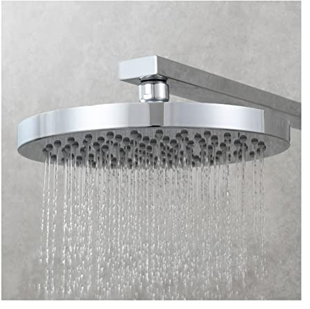 Shower Head Cabezal de Ducha Tipo Lluvia, Cabezal de Ducha Tipo Lluvia Grande ABS de 8 Pulgadas, Cabezal de Ducha Tipo Lluvia Fijo de Alta presión con Boquilla de Silicona y rótula giratoria