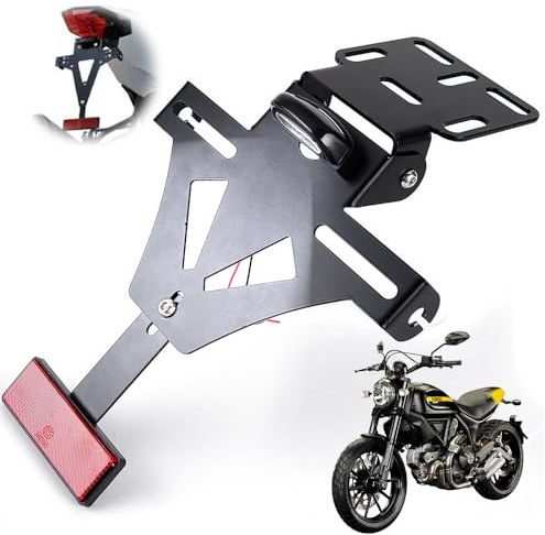 LYPPUL Kennzeichenhalter Motorrad, Universal Nummernschildhalter, Einstellbarer Winkel Motorrad kennzeichenhalterung, LED-Licht Kennzeichenhalter für Meisten Gängigen Motorradmodellen