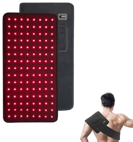 Red Light Wrap Pad – Tappetino a infrarossi con luce rossa 660 nm e 850 nm vicino agli infrarossi, 45,7 x 20,3 cm, con cinturino in velcro staccabile regolabile per spalle, vita, addome, coscia