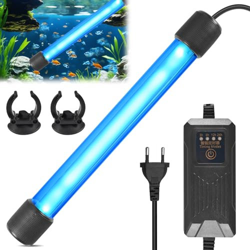 Funmo Sterilizzatore UV Acquario, Sommergibile Luce Sterilizzatrice, Ultravioletto Sterilizzatore Acqua, Aquarium Filter UV Sterilizer, Lampada UV per la Pulizia di Acquario, Fishbowl