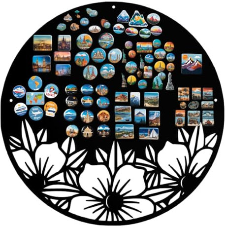 Anwicar Lavagna Magnetica - Bacheca magnetica con motivo floreale - Ideale per magneti e appunti - Lavagna scrivibile - incl. kit di montaggio - 50x50 cm - Nero