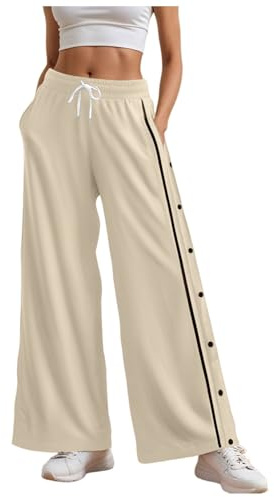 Generisch Reha Hose Damen Seitlich zu öffnen Baggy Trainingshose Jogginghose mit Seitlicher Knopfleiste Postoperative Sporthose Gummibund Kordelzug Freizeithose Weites Bein Sportswear Abreißhose