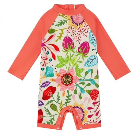upandfast Traje de Baño Niña para Verano Caluroso UPF 50+ - Cremallera Trasera Segura con Broches en Entrepierna y Tejido Transpirable-9-12M